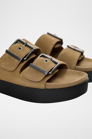 Mules en nubuck - Marron clair