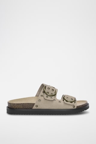 Mules en nubuck - Taupe