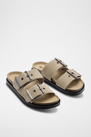 Mules en nubuck - Beige clair