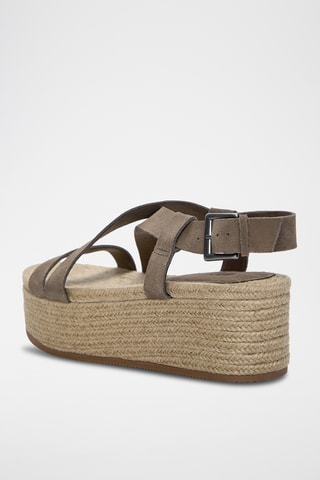Sandales compensées en nubuck - Taupe