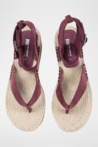 Sandales compensées en nubuck - Bordeaux