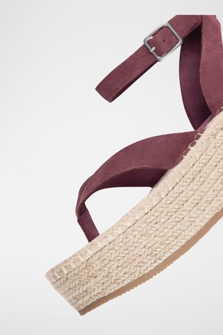 Sandales compensées en nubuck - Bordeaux