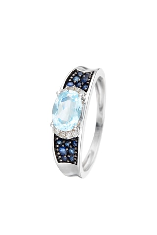 Anillo Azur - Oro blanco, diamantes, topacio y zafiros
