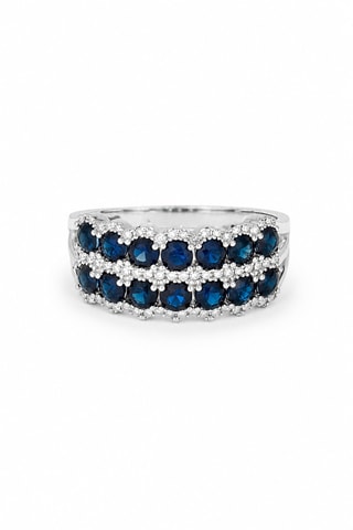 Anillo Salma - Oro blanco, diamantes y zafiros