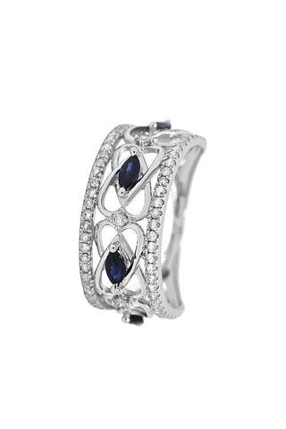 Anillo Royal - Oro blanco, diamantes y zafiros