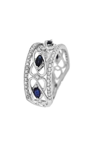 Anillo Royal - Oro blanco, diamantes y zafiros