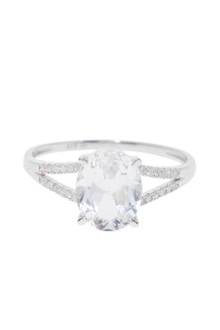 Anillo Miri - Oro blanco, diamantes y topacio