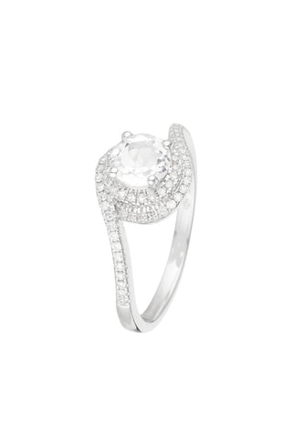 Anello Muara - Oro bianco, diamanti e topazio