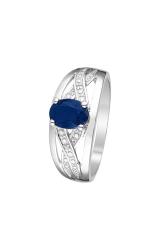 Anillo Cayenne - Oro blanco, diamantes y zafiro
