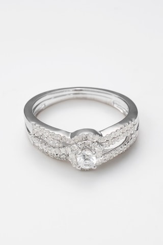 Anillo Étoile Flamboyante - Oro blanco, diamantes y topacio