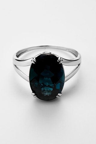 Anillo Pattaya - Oro blanco, diamantes y topacio