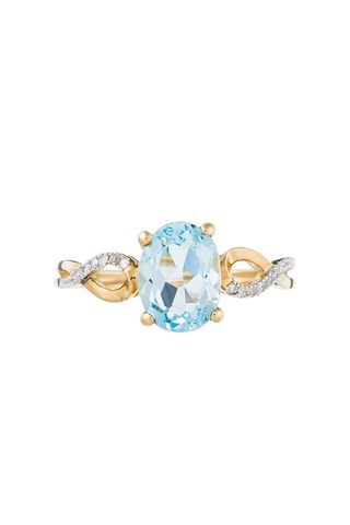 Anello Tobago - Oro giallo, diamanti e topazio