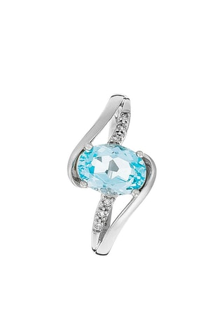 Anillo Auckland - Oro blanco, diamantes y topacio