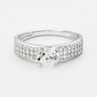 Anillo Coraline - Oro blanco, diamantes y topacio