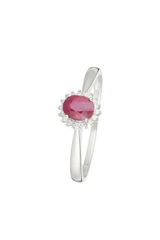 Anillo Capiz - Oro blanco, diamantes y rubí