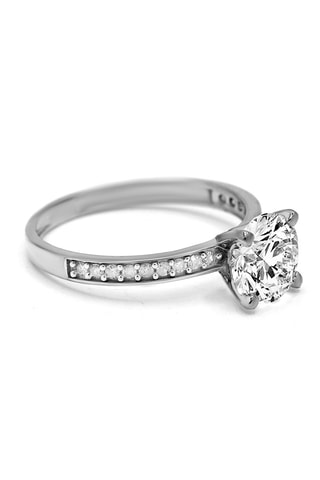 Anillo Colombine - Oro blanco, diamantes y topacio