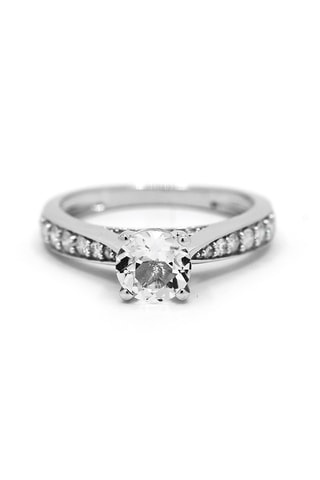 Anillo Cléophée - Oro blanco, diamantes y topacio