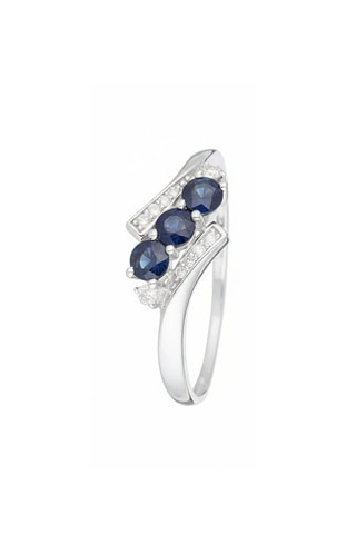 Anillo Melbourne - Oro blanco, diamantes y zafiros