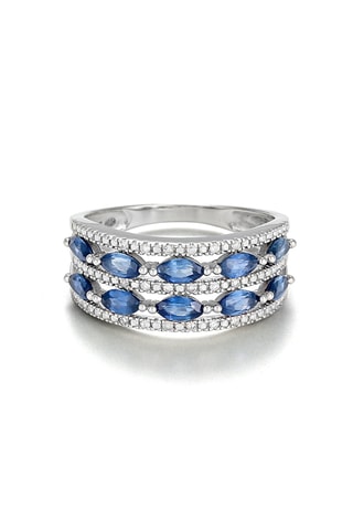 Anillo Doux Rêve - Oro blanco, diamantes y zafiros