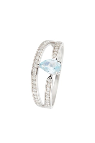 Anillo Eugénie - Oro blanco, diamantes y topacio