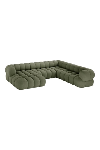 Canapé d'angle droit panoramique Maurice - Vert olive - 5 places - En tissu chenille