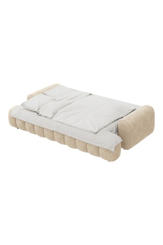 Canapé convertible Simona - Beige - 4 places - Toucher velours