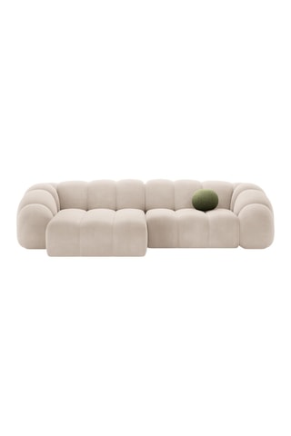 Canapé d'angle gauche Lyna - Beige - 4 places - En tissu velours