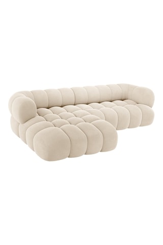 Canapé d’angle gauche modulable Maurice - Beige clair - 3 places - Toucher velours