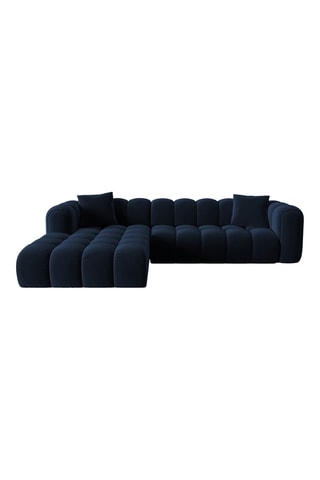 Canapé d’angle droit modulaire Astro - Bleu roi - 4 places - En tissu velours