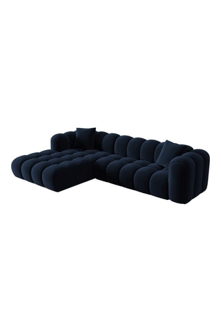 Canapé d’angle droit modulaire Astro - Bleu roi - 4 places - En tissu velours
