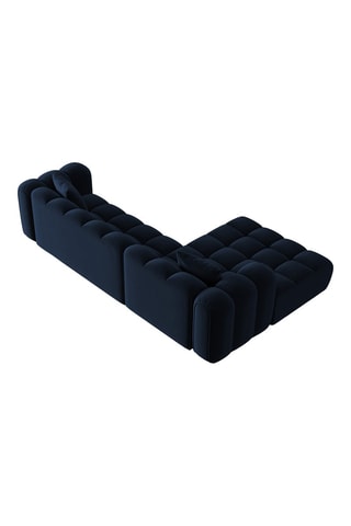 Canapé d’angle droit modulaire Astro - Bleu roi - 4 places - En tissu velours