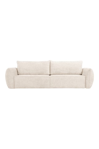 Canapé convertible en bois Vanda - Beige clair - 3 places - En tissu chenille