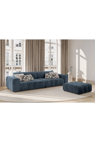 Canapé Luc - Bleu foncé - 4 places - En tissu structurel