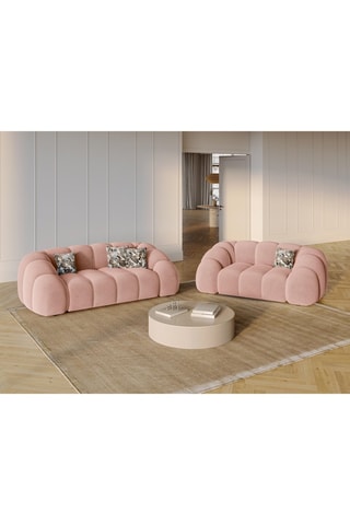 Canapé Lyna - Rose - 2 places - Toucher velours