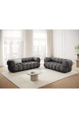 Canapé Maurice - Gris foncé - 3 places - Toucher velours
