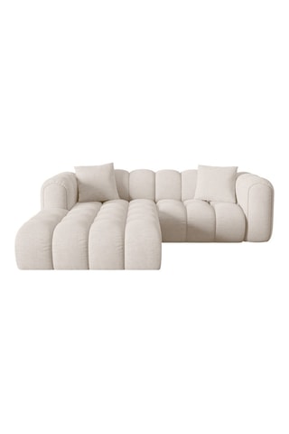 Canapé d'angle gauche Astro - Beige - 3 places - En tissu velours