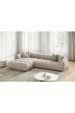 Canapé d'angle gauche modulaire Julia - Beige - 3 places - En polyester et nylon