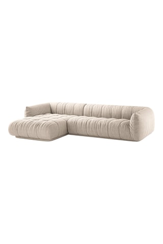 Canapé d'angle gauche modulaire Julia - Beige - 3 places - En polyester et nylon