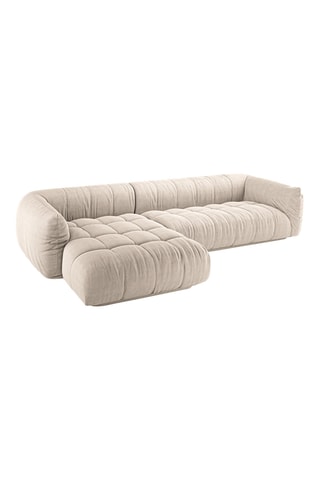 Canapé d'angle gauche modulaire Julia - Beige - 3 places - En polyester et nylon