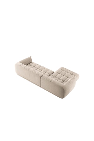 Canapé d'angle gauche modulaire Julia - Beige - 3 places - En polyester et nylon
