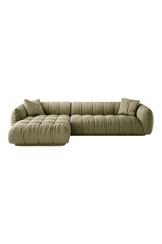 Canapé d'angle gauche modulaire Julia - Kaki chiné - 3 places - En polyester et nylon
