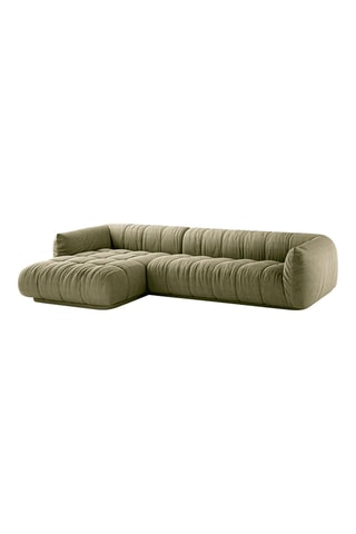 Canapé d'angle gauche modulaire Julia - Kaki chiné - 3 places - En polyester et nylon