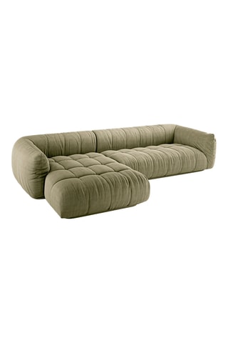 Canapé d'angle gauche modulaire Julia - Kaki chiné - 3 places - En polyester et nylon