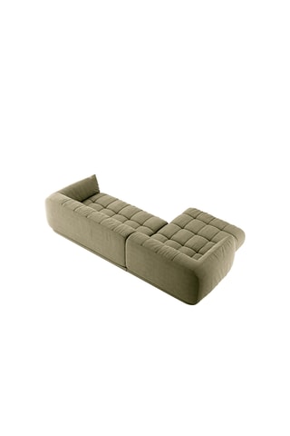 Canapé d'angle gauche modulaire Julia - Kaki chiné - 3 places - En polyester et nylon
