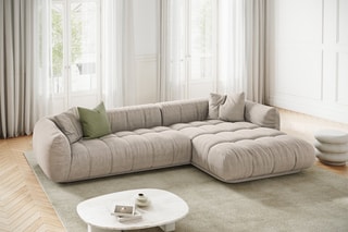 Canapé d’angle droit modulaire Julia - Beige - 3 places - En polyester et nylon