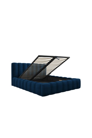 Lit-coffre avec sommier Ludivine - Bleu roi - Toucher velours