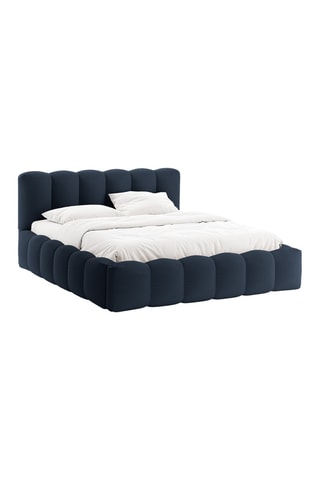 Lit-coffre avec sommier Cameron - Bleu roi - Tissu chenille