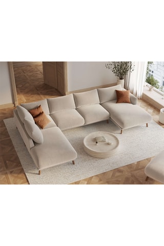 Pouf Margot - Beige - En tissu toucher velours
