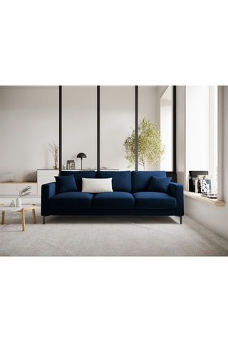 Canapé droit Venus - Bleu foncé - 3 places - En tissu toucher velours
