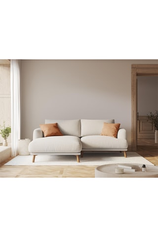 Canapé d'angle gauche Margot - Beige clair - 3 places - En tissu structuré